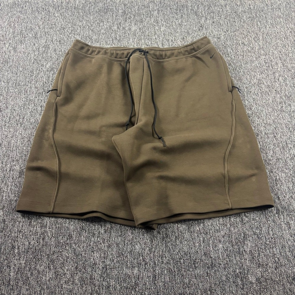 Nike Tech Fleece Baggy Shorts Heavyweight Embroidered Swoosh Brown Olive XXL